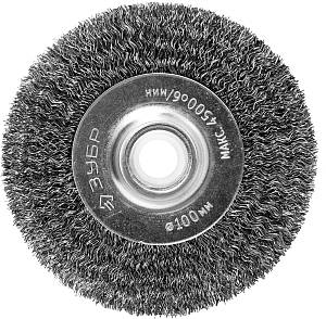 ЗУБР 100 мм, витая, стальная проволока 0.3 мм, щетка дисковая для УШМ, Профессионал (35185-100)